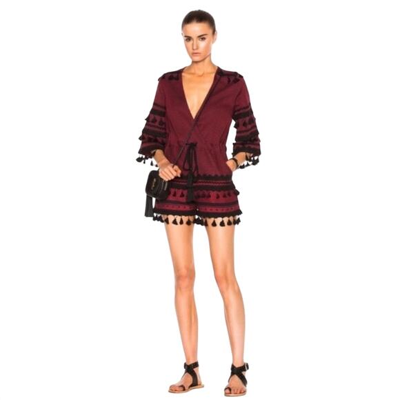 DODO BAR OR Jacquard Yefet Brocade Tassel Romper Damask Cotton Fringe Boho - Picture 2 of 7